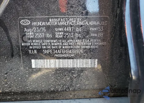 2017 Hyundai Sonata Sport from USA, damaged, VIN 5NPE34AF6HH488926